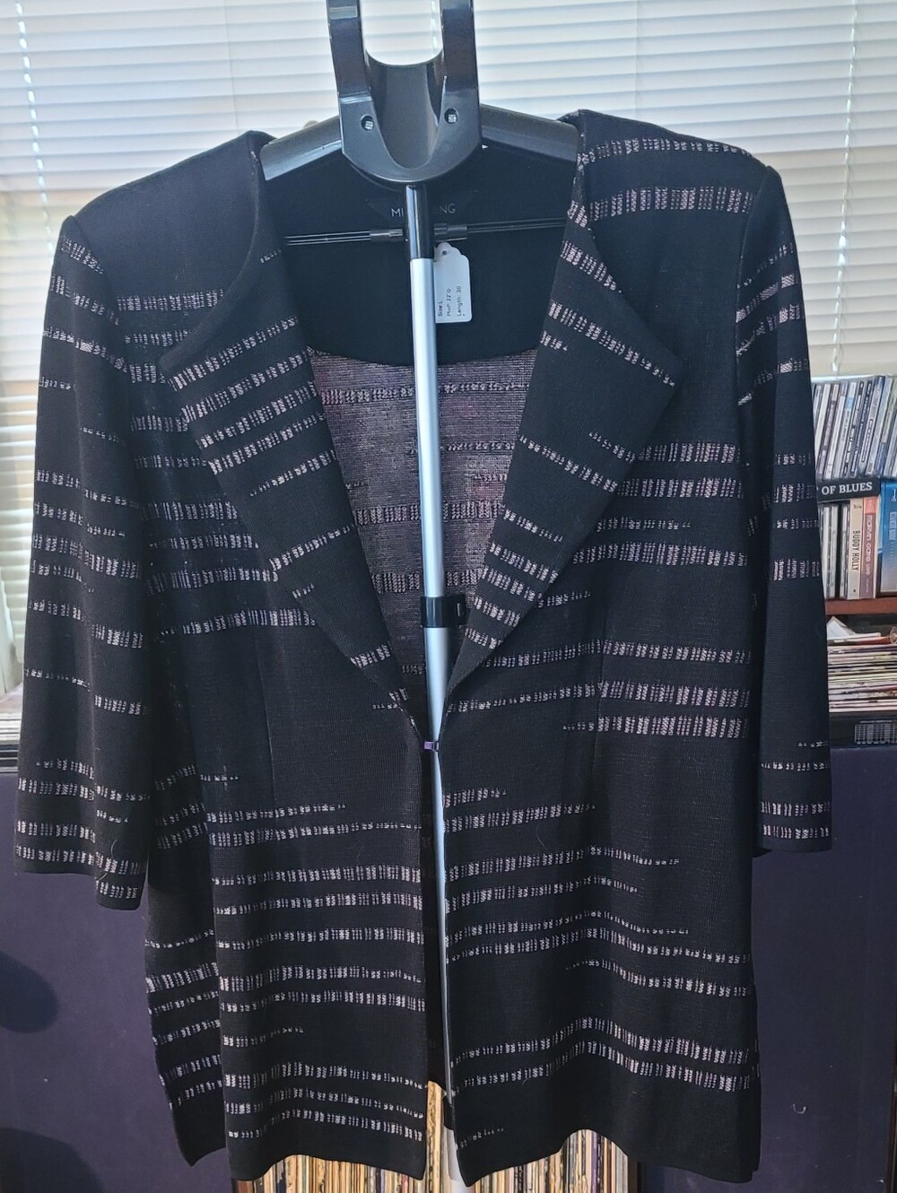 MING Wang Black & Pink Striped Women’s Cardigan Jacket NWOT